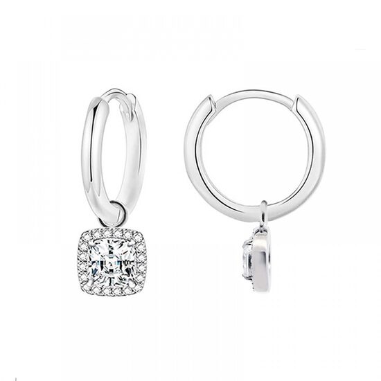 Riņķa auskari ar kvadrātveida cirkona piekariņu B470